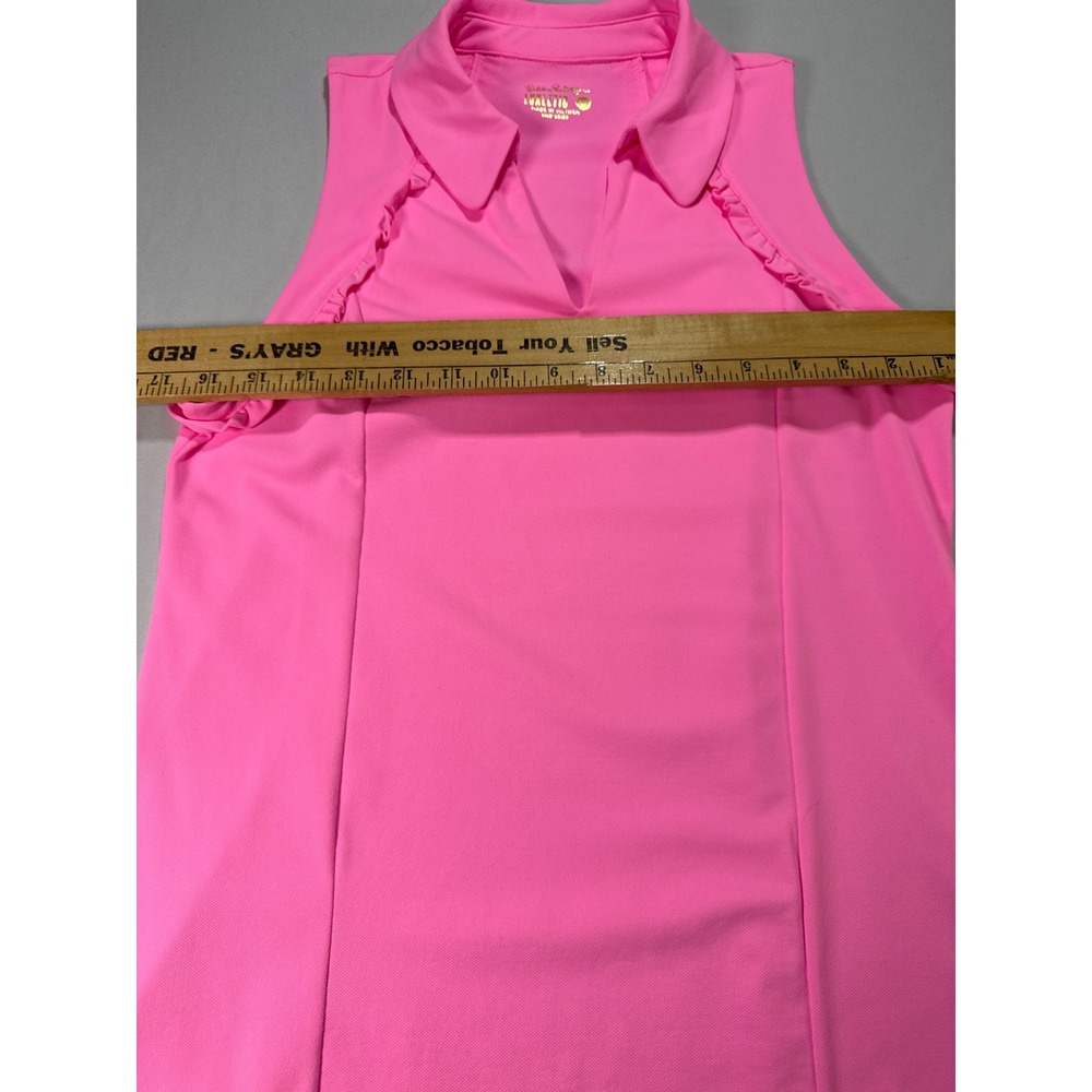Lilly Pulitzer Luxletic Pink Sleeveless Ruffle Polo Golf Tennis Top Womens M - Picture 7 of 8